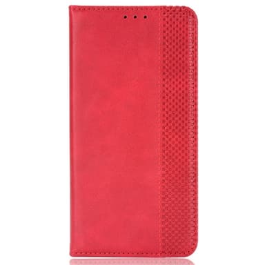 SKALO Motorola Moto E14 4G Kohokuvioitu Premium lompakkokotelo - Punainen