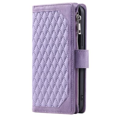 SKALO Motorola Moto E14 4G Iso Tikattu Lompakkokotelo - Violetti