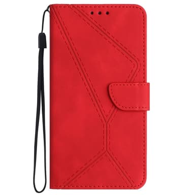 SKALO Motorola Moto E14 4G Kohokuvioitu PU Nahka Lompakkokotelo - Punainen