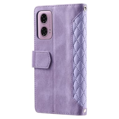 SKALO Motorola Moto E14 4G Iso Tikattu Lompakkokotelo - Violetti