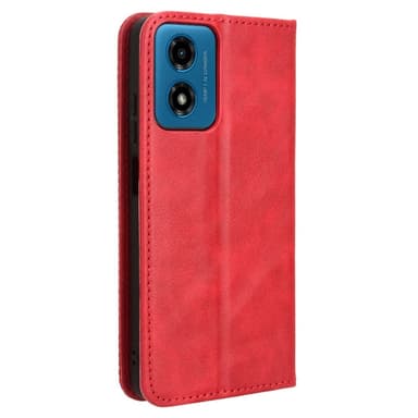 SKALO Motorola Moto E14 4G Kohokuvioitu Premium lompakkokotelo - Punainen