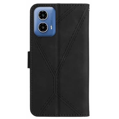 SKALO Motorola Moto E14 4G Kohokuvioitu PU Nahka Lompakkokotelo - Musta