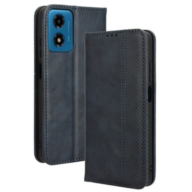 SKALO Motorola Moto E14 4G Kohokuvioitu Premium lompakkokotelo - Sininen