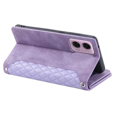 SKALO Motorola Moto E14 4G Iso Tikattu Lompakkokotelo - Violetti