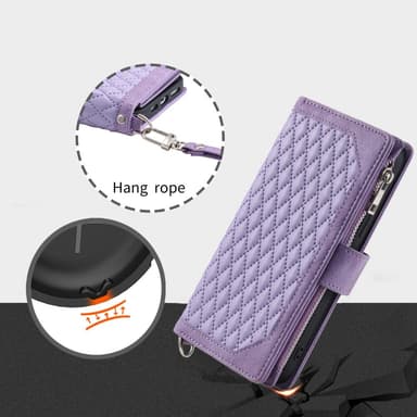 SKALO Motorola Moto E14 4G Iso Tikattu Lompakkokotelo - Violetti