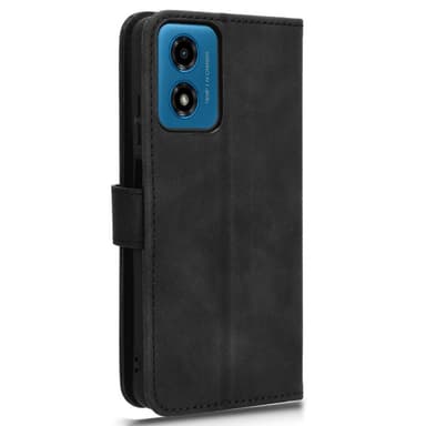 SKALO Motorola Moto E14 4G Matt PU Nahka lompakkokotelo - Musta