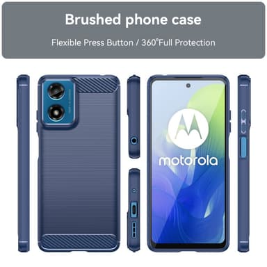 SKALO Motorola Moto E14 4G Armor Carbon Iskunkestävä TPU suojakuori - Sininen