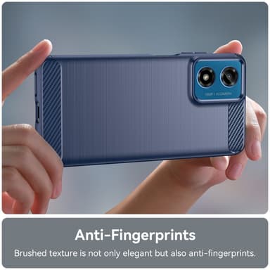 SKALO Motorola Moto E14 4G Armor Carbon Iskunkestävä TPU suojakuori - Sininen