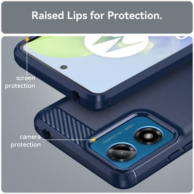 SKALO Motorola Moto E14 4G Armor Carbon Iskunkestävä TPU suojakuori - Sininen
