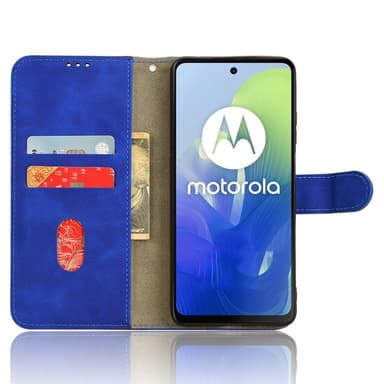 SKALO Motorola Moto E14 4G Matt PU Nahka lompakkokotelo - Sininen