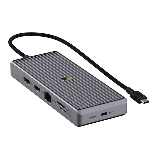 Unisynk 12 Port 8K 100 W USB-C hubi (harmaa)