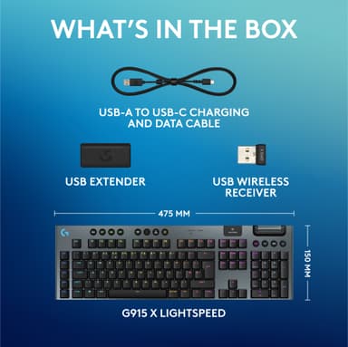 Logitech G915 X Lightspeed Wireless Tactile pelinäppäimistö (musta)