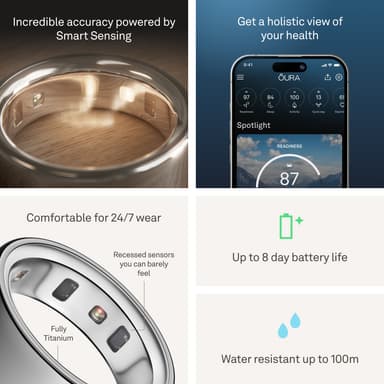 Oura Ring 4 Smart älysormus koko 15 (hopea)