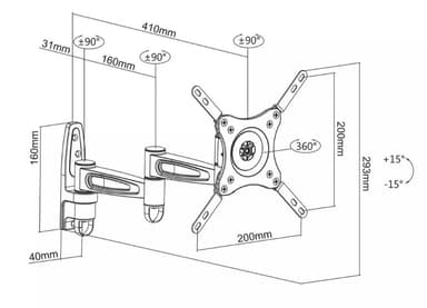 M VESA Flexarm 360 III Musta
