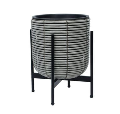 Kukkaruukku WICKER telineen kanssa 30x30xH38cm, harmaa