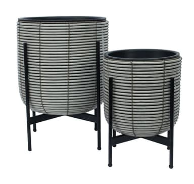 Kukkaruukku WICKER telineen kanssa 30x30xH38cm, harmaa