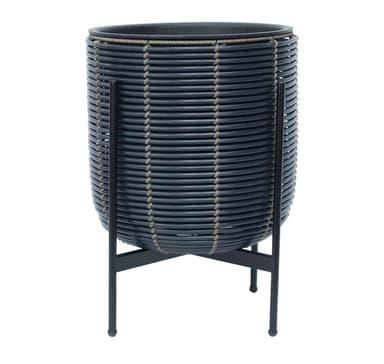 Kukkaruukku WICKER telineen kanssa 38x38xH49cm, musta
