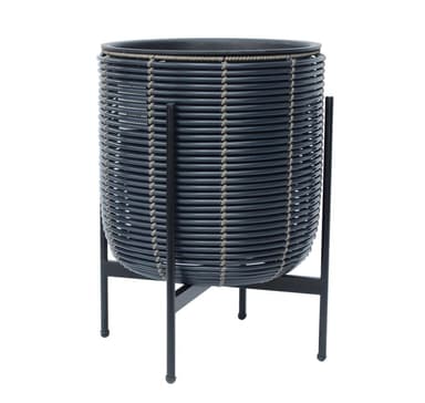 Kukkaruukku WICKER telineen kanssa 38x38xH49cm, musta