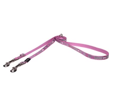 Talutushihna pennuille Rogz Pupz Reflecto Small 12mm, Pink Bones kuvio