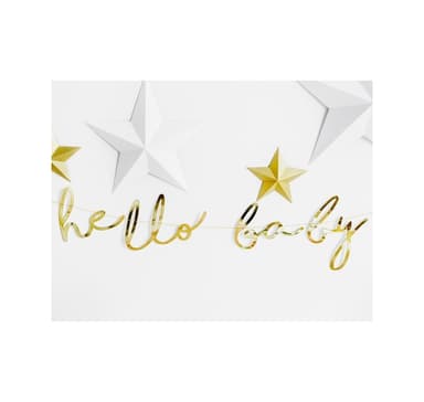 Banner Hello Baby, kulta 18*70cm