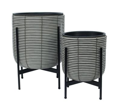 Kukkaruukku WICKER telineen kanssa 38x38xH49cm, harmaa
