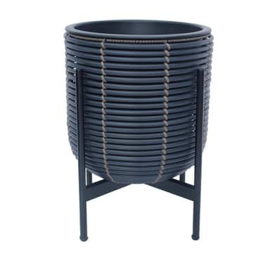 Kukkaruukku WICKER telineen kanssa 30x30xH38cm, musta