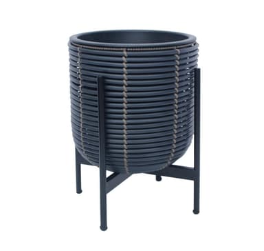 Kukkaruukku WICKER telineen kanssa 30x30xH38cm, musta