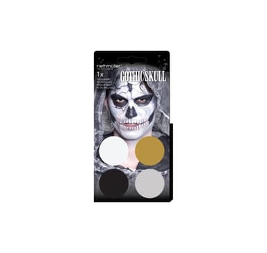 Kasvonaamio Gothic Skull, setti 4-värisellä siveltimellä
