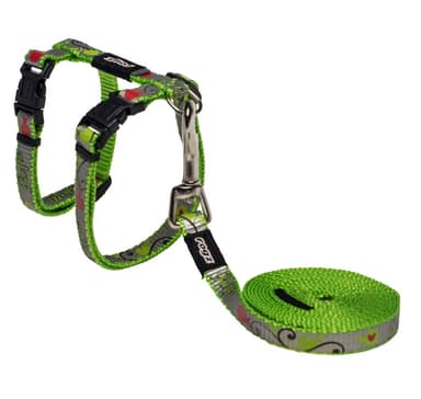 Kissan olkaimet + talutushihna Reflectocat Lime 1,8m/24-40cm, Rogz