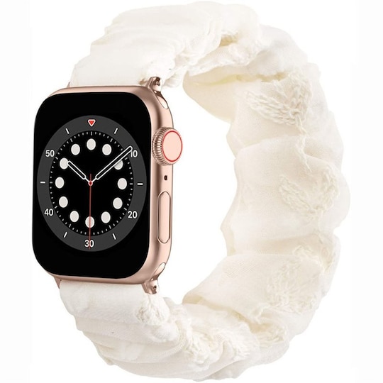 Scrunchie elastinen rannekoru Apple Watch 6 (44mm) - Valkoinen