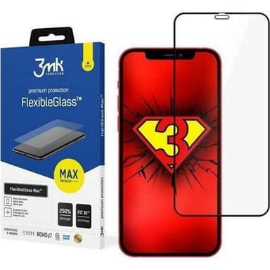 3MK FlexibleGlass Max iPhone 12/12 Prolle, FlexibleGlass, musta, kirkas näytönsuoja