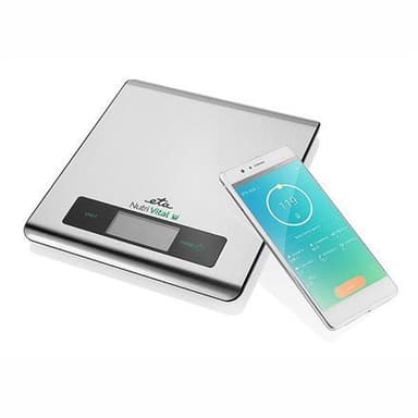 ETA Keittiövaa'at älykkäällä sovelluksella Nutri Vital Suurin paino (kapasiteetti) 5 kg, asteikko 1 g, Näytön tyyppi LCD, Hopea