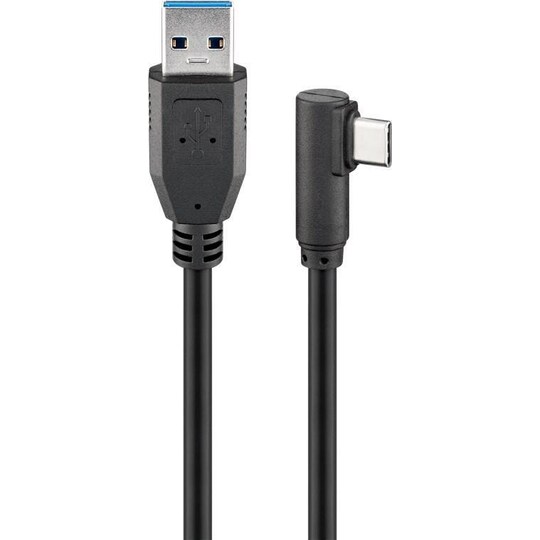 USB-Câ„¢-USB A 3.0 -kaapeli, 90Â°, musta