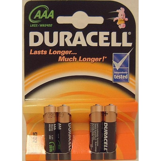 Duracell AAA/LR03, Alkaline Basic MN2400, 4 kpl