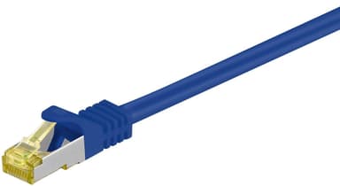 RJ45 patchkabel S/FTP (PiMF), 500 MHz, med CAT 7 råkabel, Blå, 0,5 m