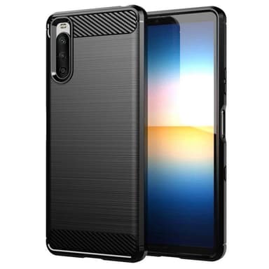 SKALO Sony Xperia 10 III Armor Carbon Iskunkestävä TPU suojakuori - Musta