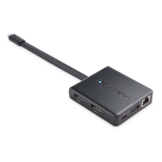 Cable Matters 1–8 USB-C-telakointiasema 3x näyttöportti USB-C PD100W RJ45 GigaLan 1xUSB-C + 2xUSB-A 5Gbps yhteensopiva Thunderbolt 3/4, USB4:n kanssa
