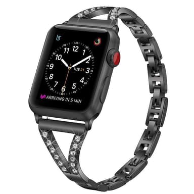 SKALO Kapea Teräsranneke Bling Apple Watch 38/40/41mm - Musta