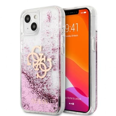 Guess iPhone 13 Mini Kuori Liquid Glitter Vaaleanpunainen