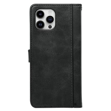 SKALO iPhone 16 Pro Max Lompakkokotelo PU-nahkaa - Musta