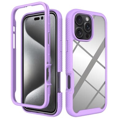 SKALO iPhone 16 Pro Max Iskunkestävä Clear Hybridi Suojakuori - Violetti