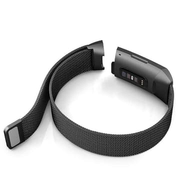 SKALO Milanese Loop to Fitbit Charge 3/4 - Musta
