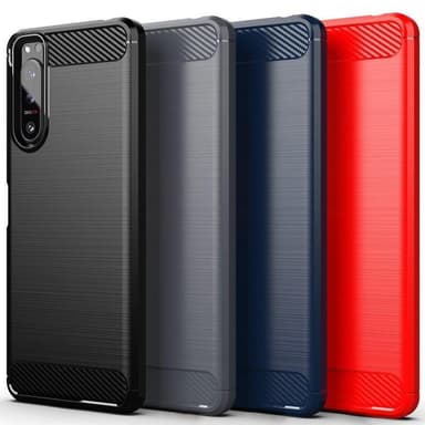 SKALO Sony Xperia 1 III Armor Carbon Iskunkestävä TPU suojakuori - Musta
