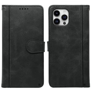 SKALO iPhone 16 Pro Max Lompakkokotelo PU-nahkaa - Musta