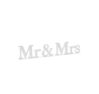 Koriste Puinen Mr & Mrs, valkoinen, 50 x 9,5 cm