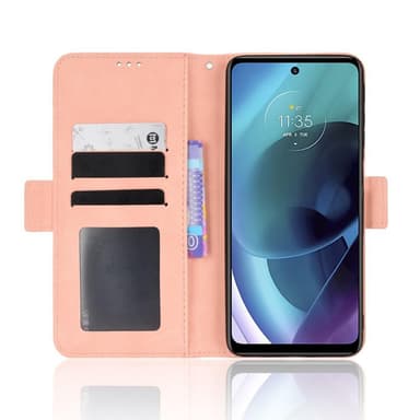SKALO Moto G51 6-lokeroa Lompakkokotelo - Pinkki