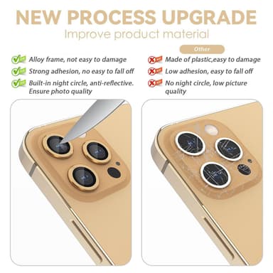 Linssisuojus iPhone 13 Pro / 13 Pro Max 3-pack Gold