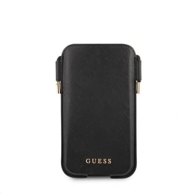 Guess Pouch Saffiano Script Logo Small/Medium Musta