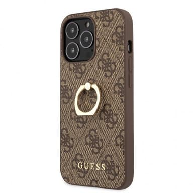 Guess iPhone 13 Pro Kuori Ring Stand Ruskea