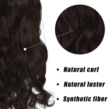 Clip-on pitkät aaltoilevat hiukset 55 cm Tummanruskea